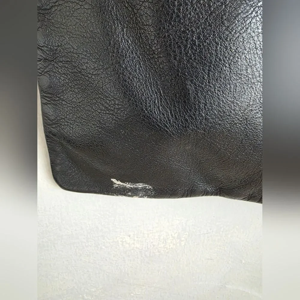 BALLY Bag Leather Black Gray Stripe Strap Flap Zip Cross Messenger Flaw 14x11x4